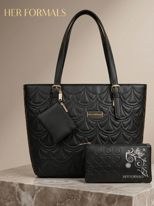 Black Quilted Women’s 2-Piece Bag