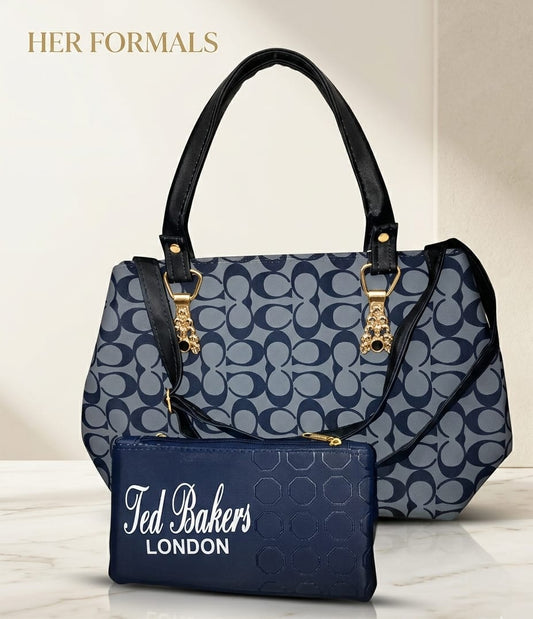 Blue Patterned Designer Handbag Set